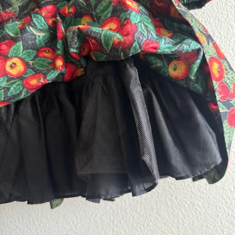 Vintage Wee Clancy Victoria Holiday Harvest Dress Bows Puff Sleeve Tulle Fruit